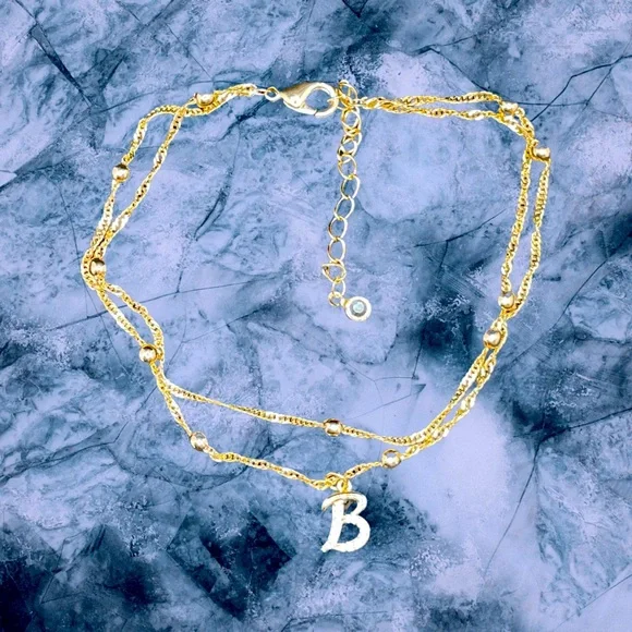 Jewelry Initial Anklet Bracelets For Women 14k Gold Plated
